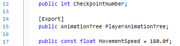 SW2 Player script where the variable for the animation tree was added
