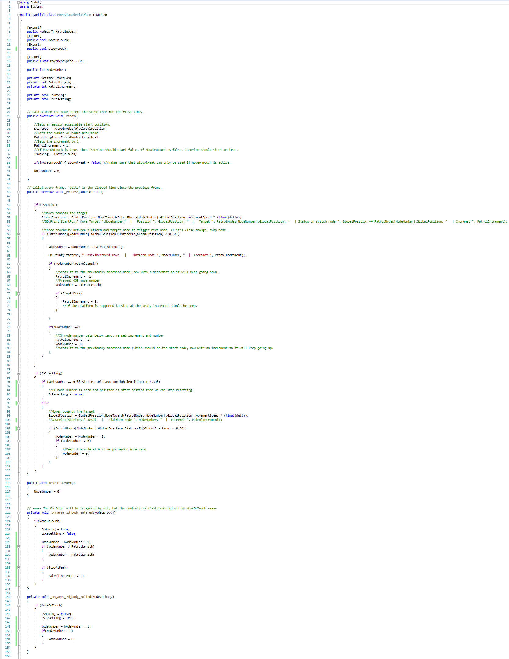 New moving platform code